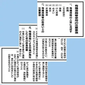 標識 有機溶剤使用 注意事項